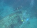 Terry and Marc checking the local wreck by 8 meters deep