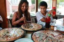 Can you believe, we ordered 5 of these giant pizzas for 6 of us, they nearly all got eaten. Hungry masses!