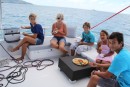 Lunch on the flybridge while underway