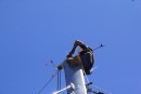 terry replacing the VHF antenna on top of the mast (100ft high!)