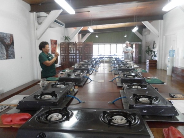 The kitchen set up at Flavours of Fiji Cooking school