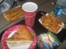 Fried combo of fish and shrimps. The turkey sandwich is the healty portion (mine). Disneyworld, FL