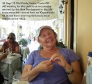 26 Sep 13: AB awaiting her favorite Greek dish of Moussaka at one of Corfu