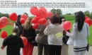 The last group of guests to arrive carry red balloons to be released in the wind - hopefully to be carried to far off lands spreading the news of the marriage via the attached postcards.