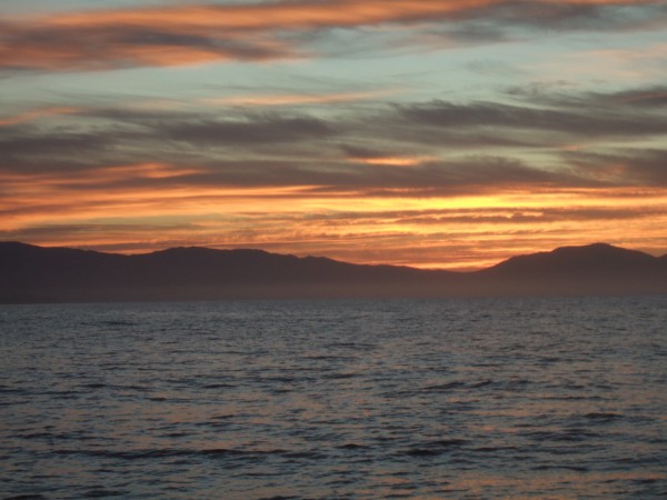 Sun rising over Santa Barbara.