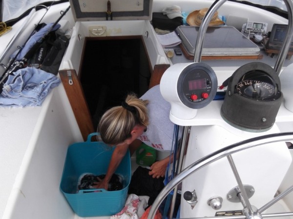 Everyday chores on the high seas....doing laundry.