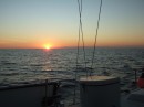 sunset at sea on way to San Diego