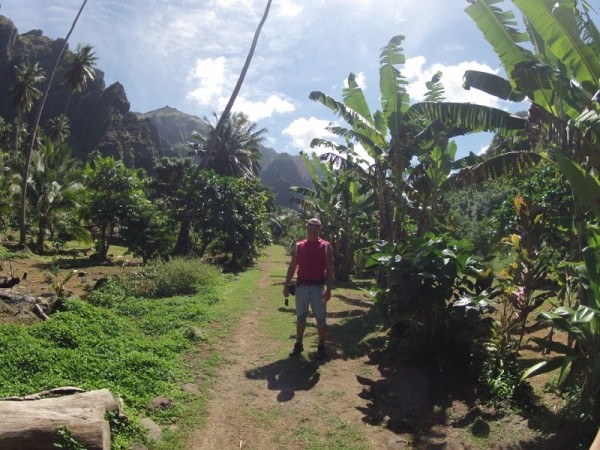 Walking through the village off Taioa Bay, towards the waterfall.  Village has this one dirt road.