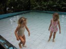 IMG_1587_11_1: Kara and Kendall swimming in fresh water pool at the Crocodile reproduction farm, San Blas