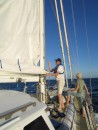 Uwe setting the sails