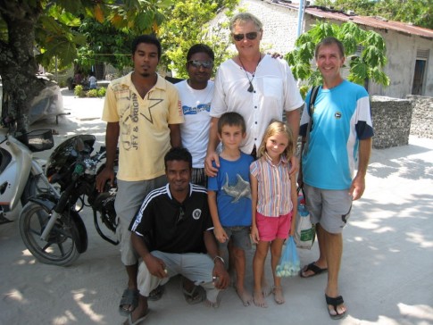 Goodbye to Uligan, Uwe Werner and kids with Iman the local agent, ever so nice