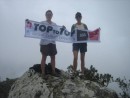 Cairns, Anne and Jackie from ToptoTop reache the summit of the Pyramid, 922 metres