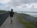 walking along ocean side of Tuputu, Rangiroa
