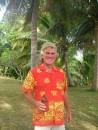 Pretty Bill in Samoan shirt (and flower)