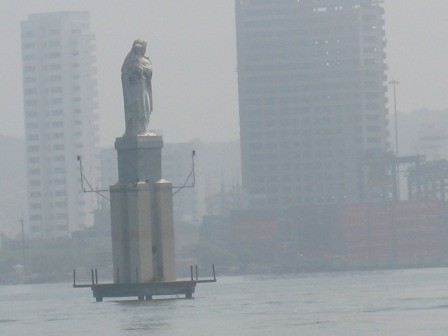 Madonna statue Cartagena harbour