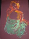 girl in sarong , pastel on paper