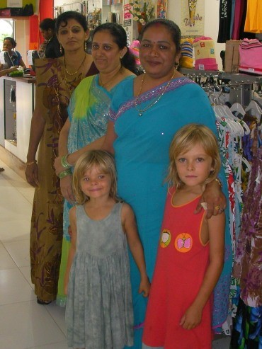 Amy and Jack with the Indian shop ladies
