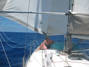 twin jibs cool breeze on foredeck