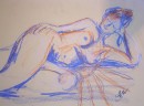 Reclining nude in blue and orange - pastel on paper $200 unframed 500X600