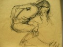 Man with long hair in pose - charcoal on paper $100 615X420 unframed