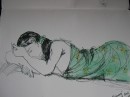 Girl in sarong reclining - ink, pastel on paper $75 unframed 310X360