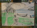 Canoes - Kaymau, Kuna Yala - ink pastel on paper                                      $150
400X530mm unframed