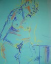 Girl on chair in blue - pastel on paper $200 unframed 640X460