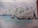 Rock islands Palau - pastel , ink