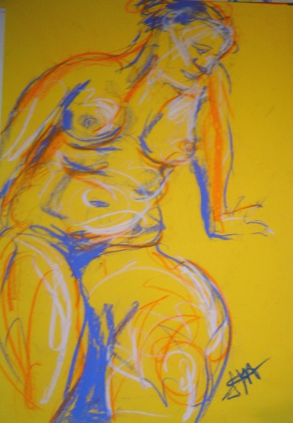 Girl leaning away from chair - pastel on paper $200 unframed 640X460