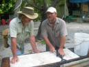 Bill and Steve filleting fish