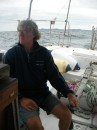 Bill enjoying hand steering in 20 knots