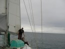 Liam and Kath enjoying the foredeck
