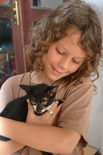 Fynn with one of Villa Kitty