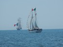 Two Mexican Tall ships outside of Acapulco.