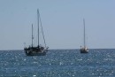 Our two boats at anchor, with Two Shadows on the left in this photo, and Pacific Breeze on the right