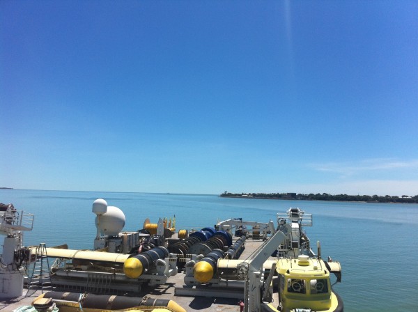At anchor in darwin , looking over the back deck
