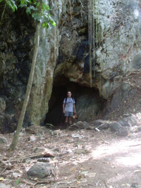 Ozzie Tony at the mouth of the tunnel near the abandoned American base in Chaguaramas.  His favourite area for walks.