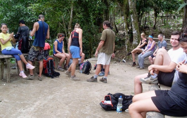 Resting after 1.5hrs ascent.  There were 13 in our group - all played cards so the evenings were full of laughter.