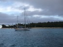 The Dorothy Marie at anchor by Kelefesia Island.  We really loved it there - great snorkeling, walks ashore, and fun on each other