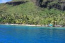 Our beach "playground" on Moorea - we could dinghy or swim right in for a lot of fun!