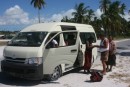 One of the "Rap Vans!"  For about a buck, one of these vans would stop and take you up the road.  Although they were always crowded, room was always made for us to sit (many had to squat or "stand" inside!).  They played music so loud you could hear them coming 1/2 mile down the road!
Christmas Island, Kiribati
