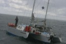 After listening to several pan-pan calls on the VHF, it was decided we would take The Dorothy Marie out to tow in this tri-maran who had been on the water for 36 days crossing from California to Hawaii.  The Coast Guard would not go help them because there was no imminent threat of loss of life.  