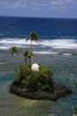 The white blob on top of this little island is a tomb for the chiefs of this part of Samoa.  It is right by the Sea Breeze resort and we are happy to hear it was not harmed.