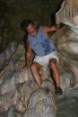 Playing "mountain goat" in Avaiki Cave on Niue.  (And this isn