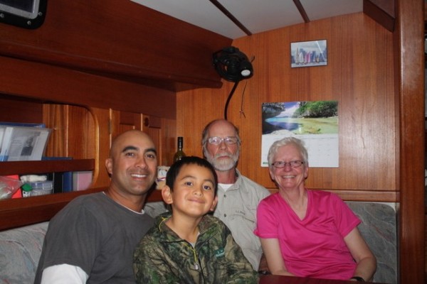 John & Travis Horan, Brad and Linda On Board Lark in Whatuwhiwhi