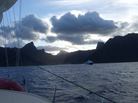 Approaching village of Vaiare (ferry lands there) on the east side of Moorea