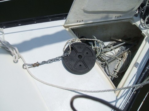 Kellet: Anchor weight - kellet, keeps anchor rode down and absorbs shock.  Also helps elimate sailing at anchor