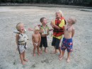 Ryan, Ollie,Owen, our grand children and Jack and Amy off La Barca on Koh Hong, near Phuket