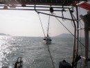 Towing La Barca into The Royal Phuket Marina, engine failure.: Towing the La Barca into The Royal Phuket Marina