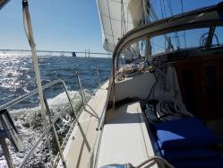 Beam reach to Bay Bridge: Fast sailing at start!